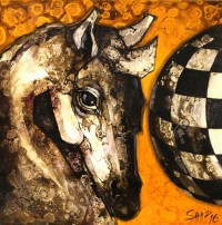 Shazia Salman, 24 x 24 Inch, Acrylics on Canvas, Horse Chess Painting, AC-SAZ-015